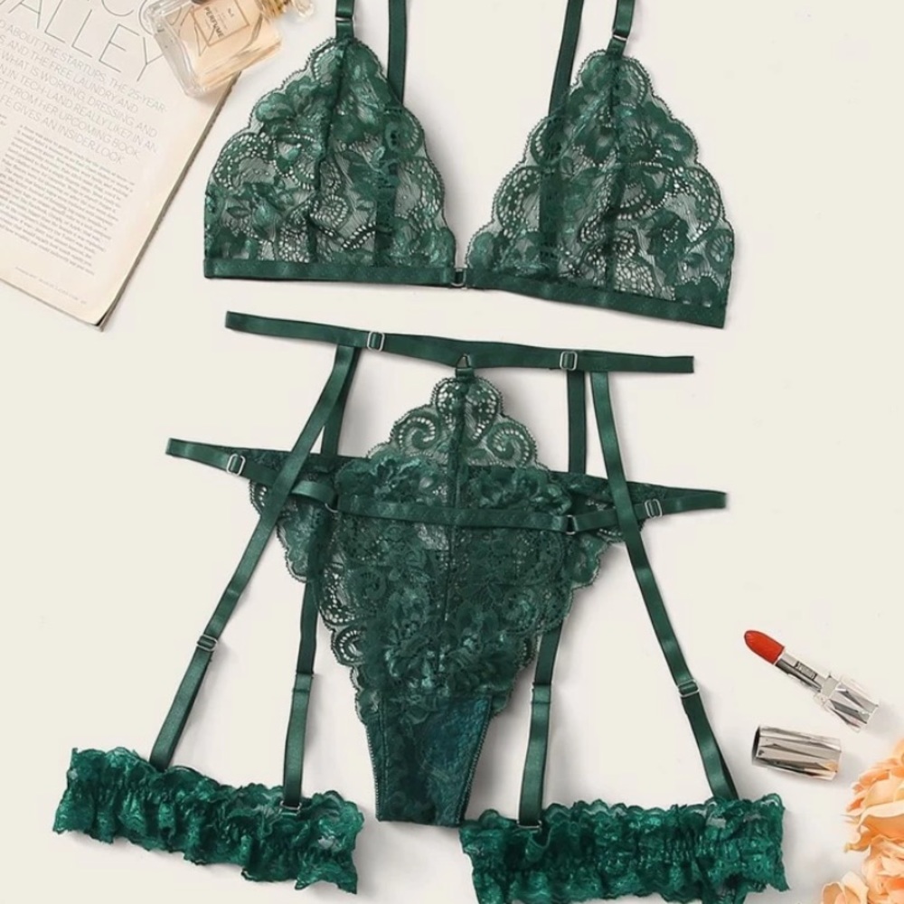 SHEIN: Green 3 Piece Lingerie